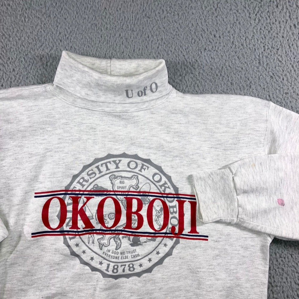 University of Okoboji Sweatshirt Men XL Graphic Pullover Turtleneck Rare Y2K 90S